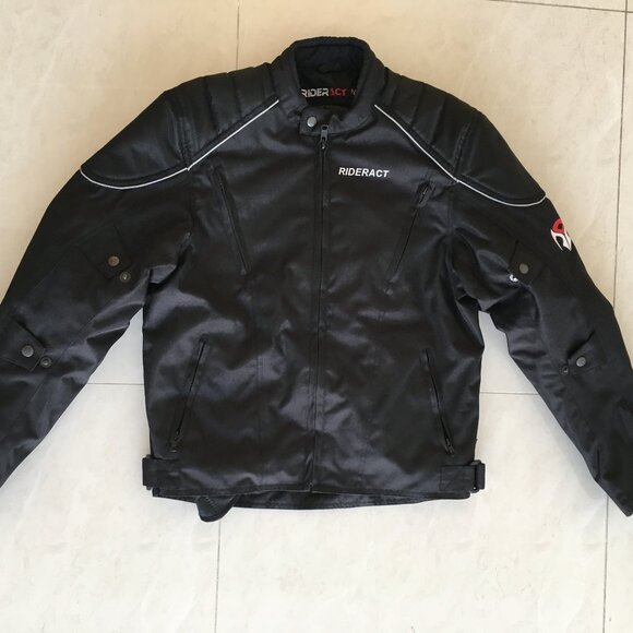 RIDERACT® Black Leather Motorcycle Jacket Men Biker Riding Jacket CE Armor New - Picture 2 of 8